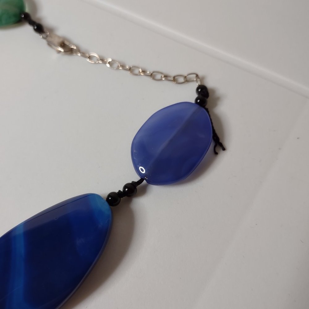 Heavy Colorful Stone Bead Necklace 31 Inches Long - Picture 4 of 13